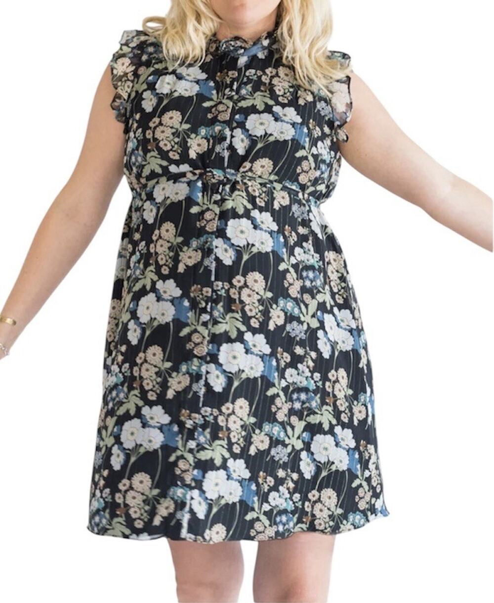 Bianca Balti The Sycamore Mini Maternity Dress Size 2 Black Teal Floral Boho NWT